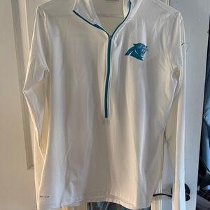 White Nike Women's Jacket with Blue Accents